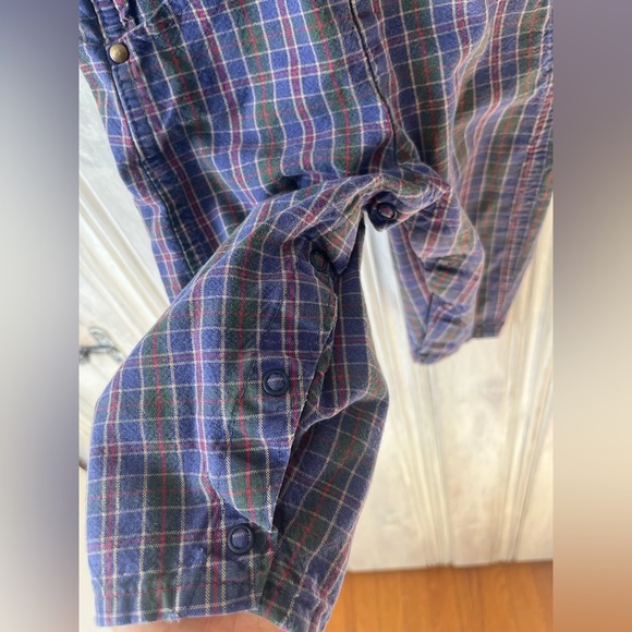 Vintage OshKosh B'gosh Multicolor Plaid Overalls 18months leg snap closure - Picture 4 of 11